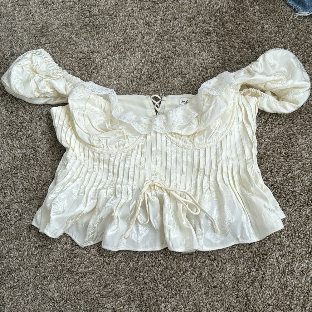For Love And Lemons Cream Crop Top